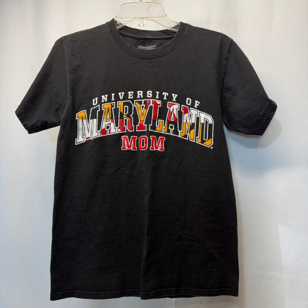 University of Maryland Mom Black T-Shirt Tee Womens Small Champion NCAA